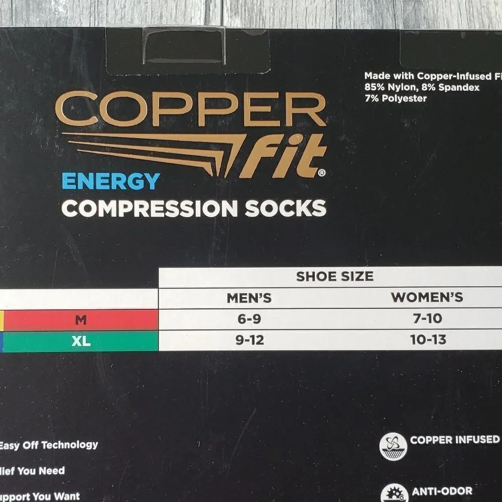 NWT - Copper Fit (set of 2 boxes) Unisex Energy Compression Socks XL